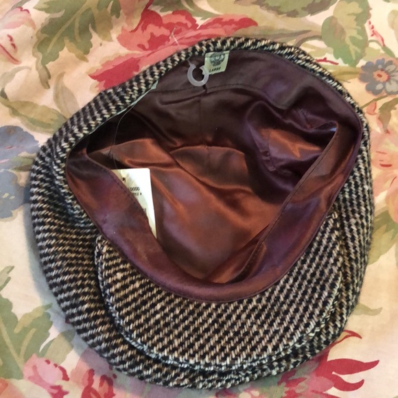 Vintage NYC Cabbie Newsboy Cap Hat Genuine Wool SNAPBRIM Tweed Satin Gadsby NEW - Picture 7 of 17